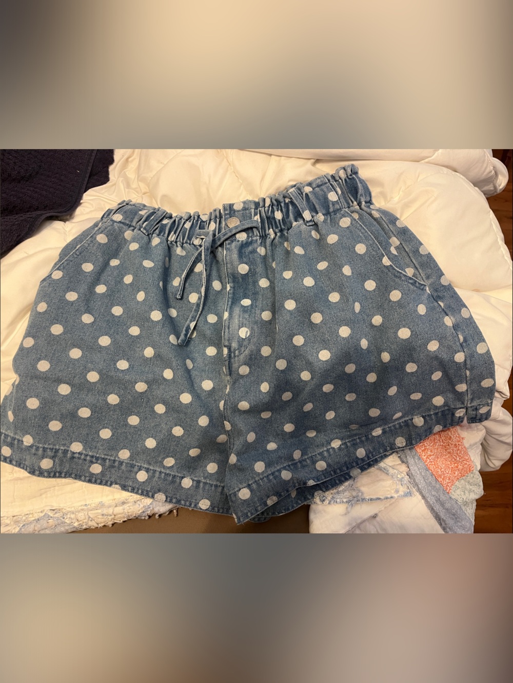 So Me Blue Polka Dot High-Waist Shorts